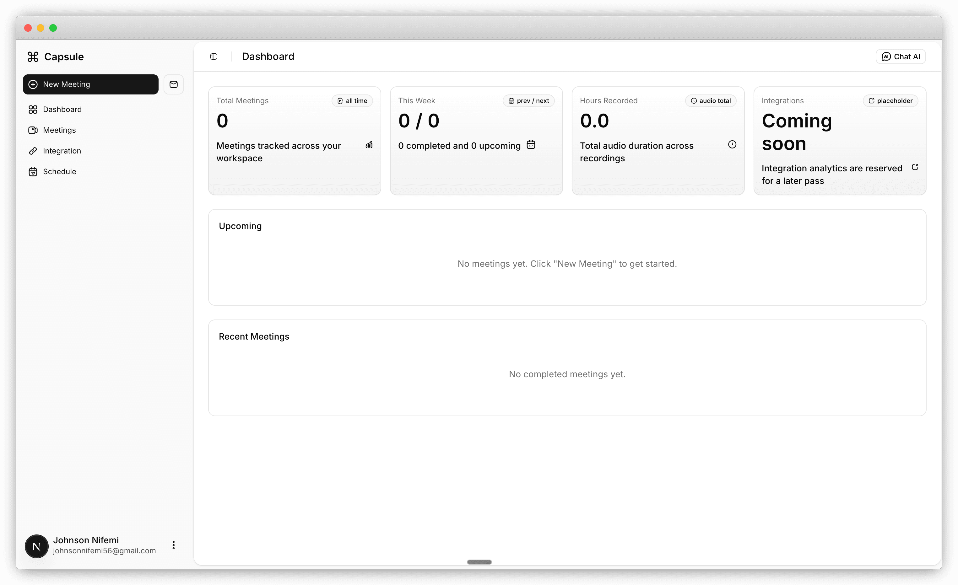 Capsule dashboard